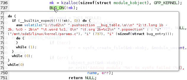 Web-based Code Browser: Macro tooltip